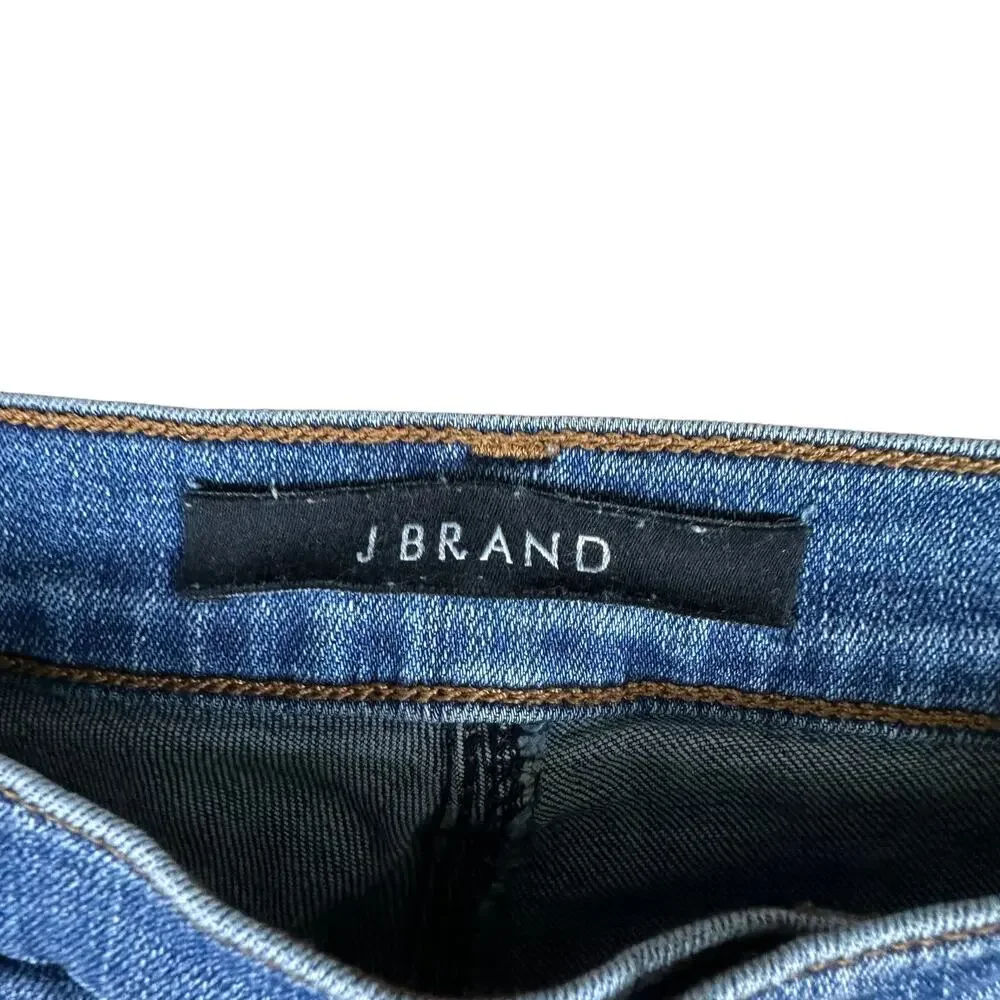 J‎ BRAND Leenah Blue Medium Wash Skinny Denim Jeans Size 26 Frayed Raw Hems - Picture 4 of 7